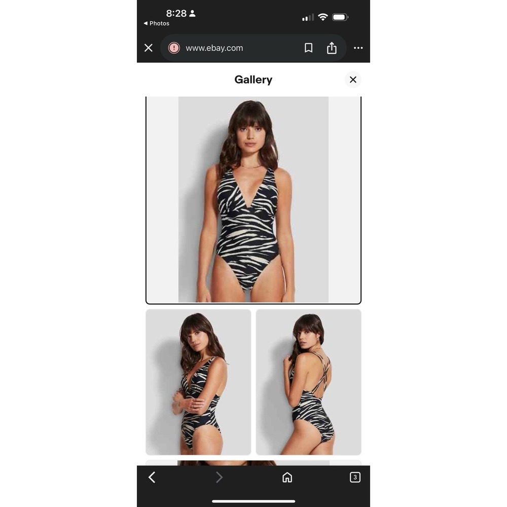 Seafolly Swimsuit One Piece Size 12 US 8 Zebra Skin‎ Deep Deep A1941